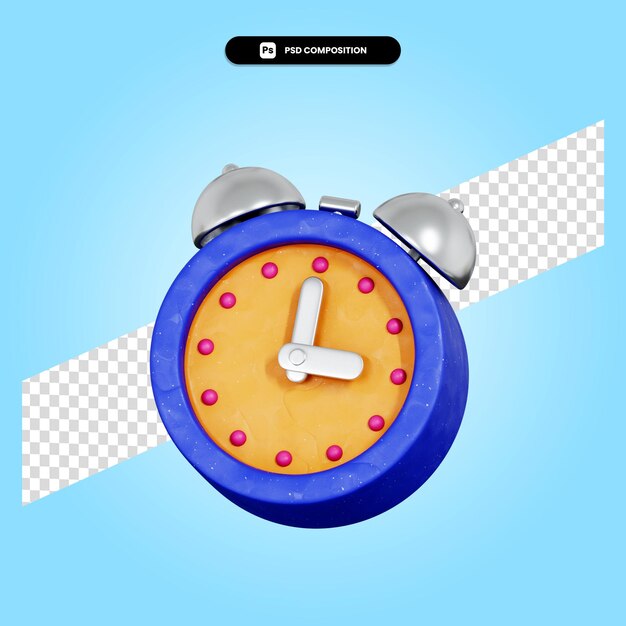 PSD ilustración de render 3d de reloj aislado