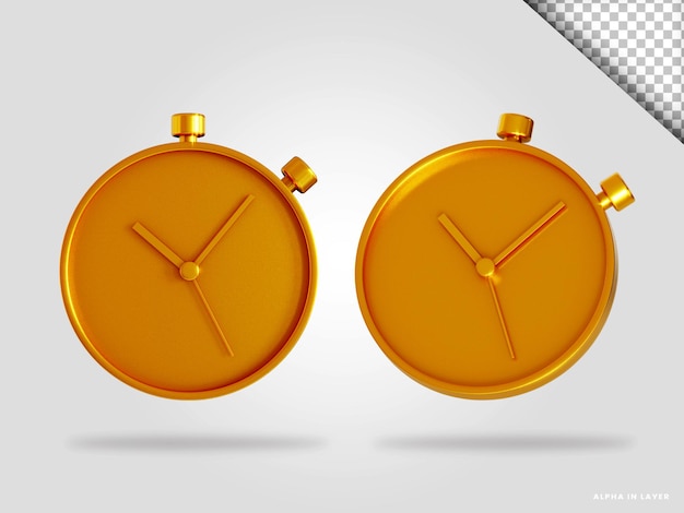 Ilustración de render 3d de reloj de oro aislado