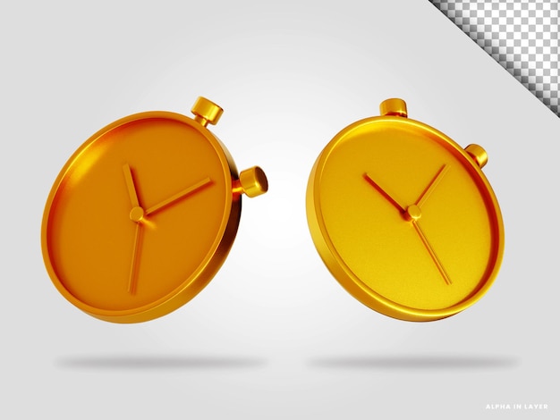 Ilustración de render 3d de reloj de oro aislado