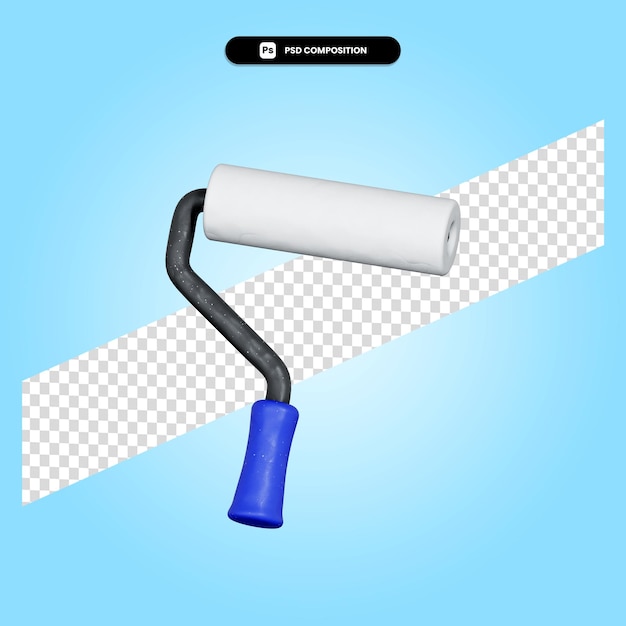 Ilustración de render 3d de rodillo de pintura aislado