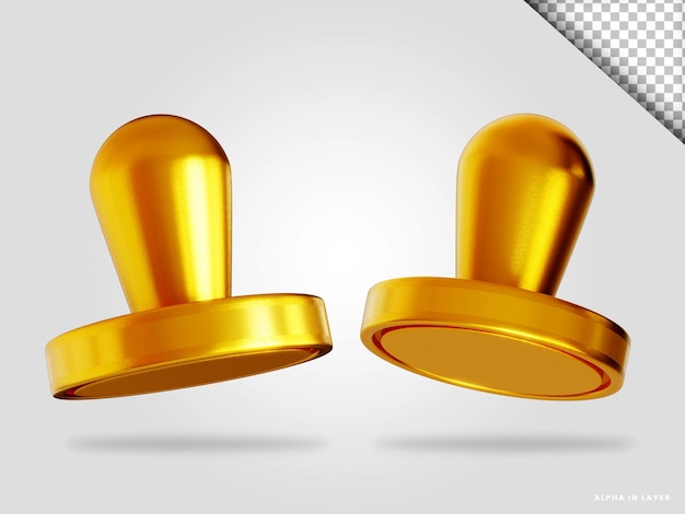 PSD ilustración de render 3d de sello dorado aislado