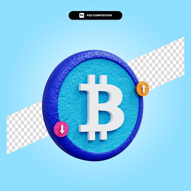 Ilustración de render 3d de signo de Bitcoin aislado