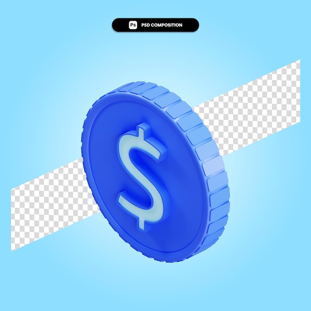 Ilustración de render 3d de signo de dólar aislado