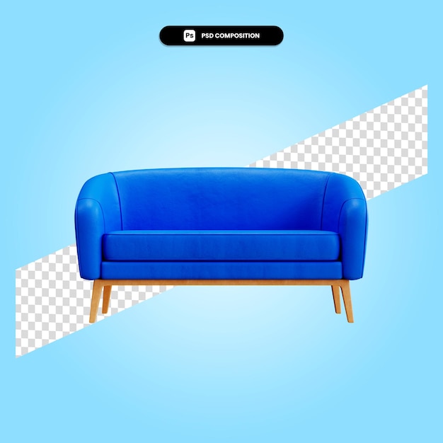 PSD ilustración de render 3d de silla de sofá aislado