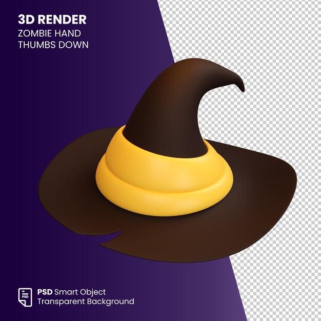 Ilustración de render 3d de sombrero de bruja de halloween