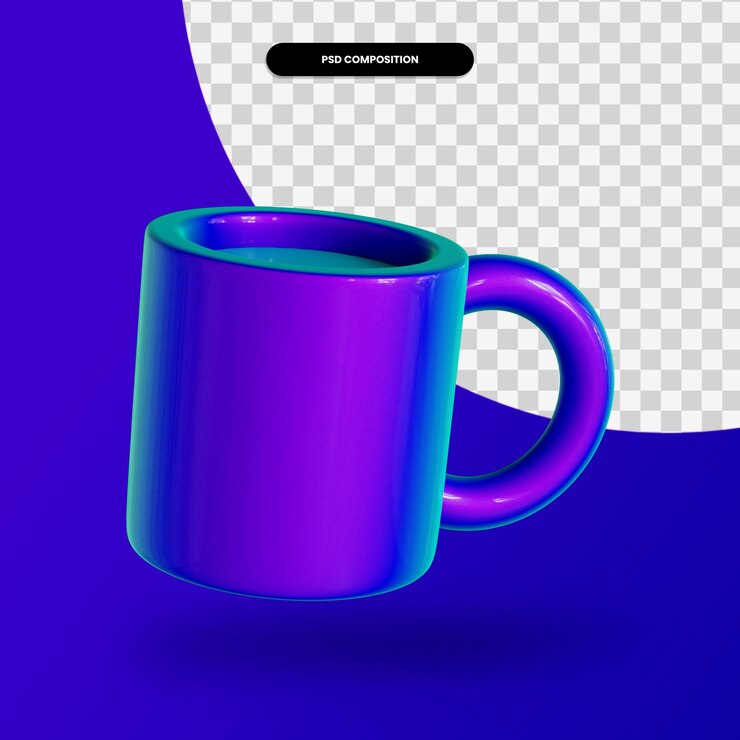 PSD ilustración de render 3d de taza de té aislado