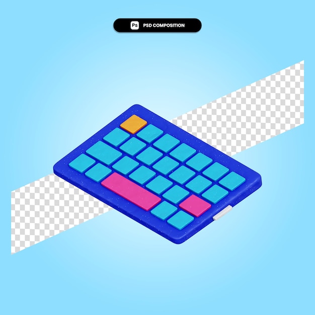 Ilustración de render 3d de teclado aislado