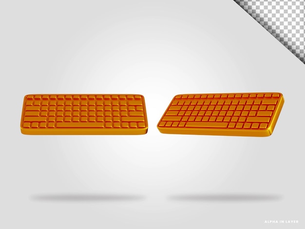 Ilustración de render 3d de teclado dorado aislado