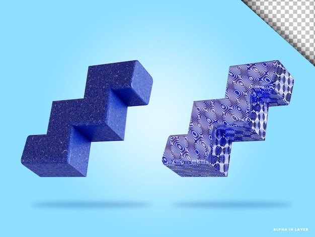 Ilustración de render 3d en zigzag aislado