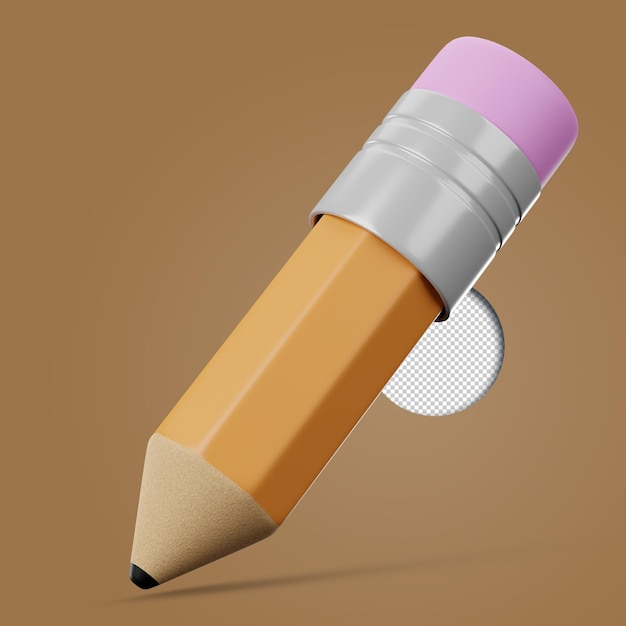 PSD ilustración de renderización 3d aislada del icono de lápiz psd