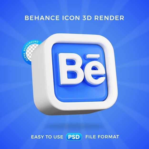 Ilustración de renderización 3D aislada del icono del logotipo de Behance