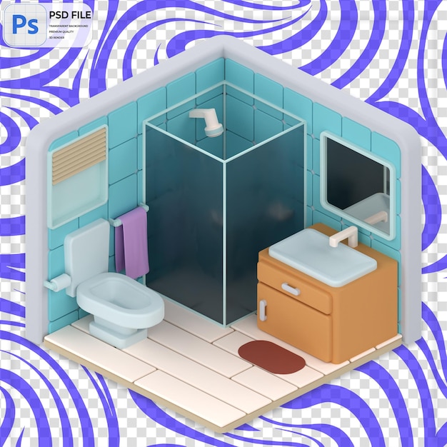 PSD ilustración de renderización 3d del baño icono aislado png