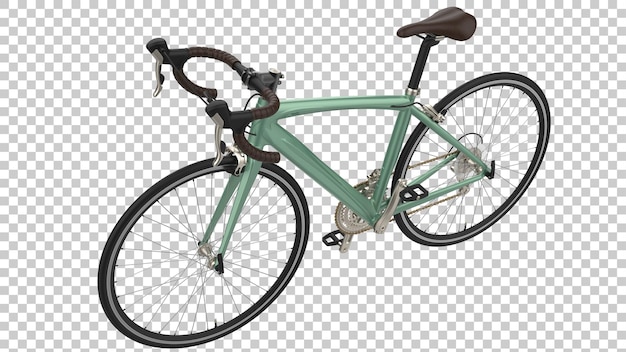 Ilustración de renderización en 3D de una bicicleta rápida sobre un fondo transparente