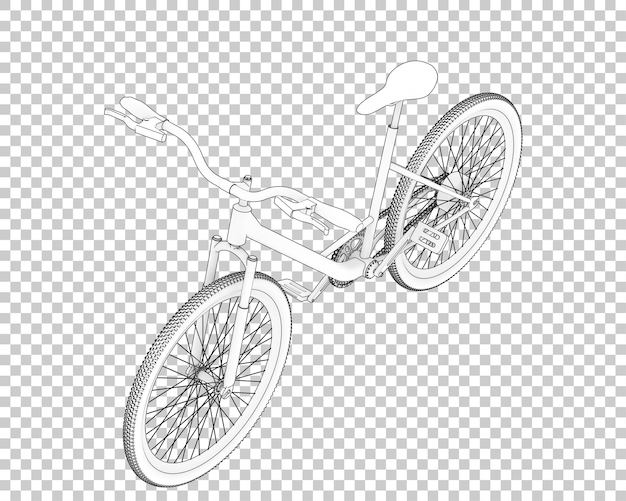 Ilustración de renderización 3D de una bicicleta realista aislada en un fondo transparente