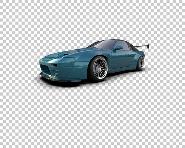 Ilustración de renderización 3D de un coche de carreras realista aislado en el fondo