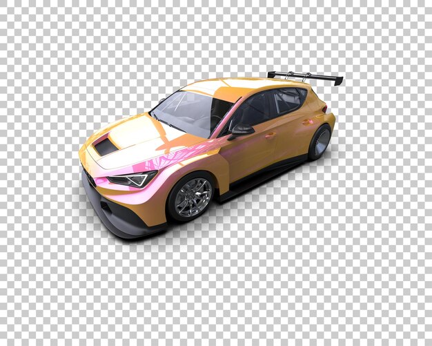 Ilustración de renderización 3D de un coche de carreras realista aislado en el fondo
