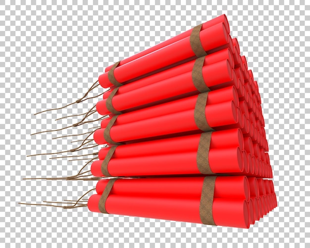 Ilustración de renderización 3D de dinamita aislada en el fondo
