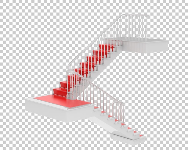 Ilustración de renderización en 3D de una escalera aislada sobre un fondo transparente
