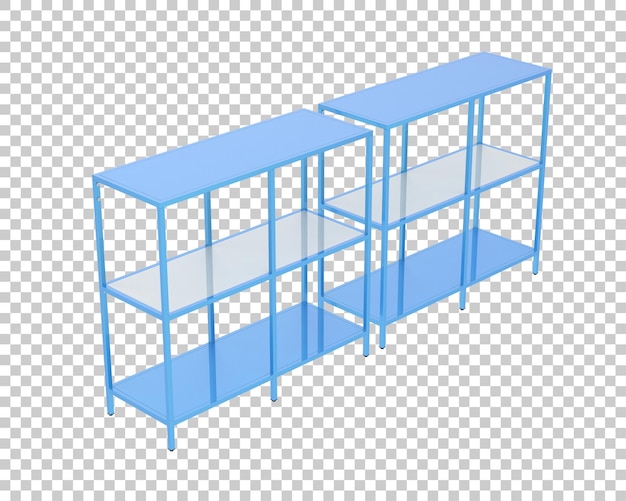 Ilustración de renderización 3D de estanterías aisladas sobre un fondo transparente