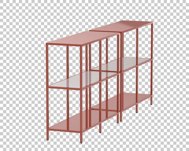 PSD ilustración de renderización 3d de estanterías aisladas sobre un fondo transparente