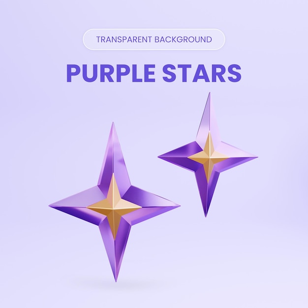 PSD ilustración de renderización en 3d de la estrella brillante púrpura