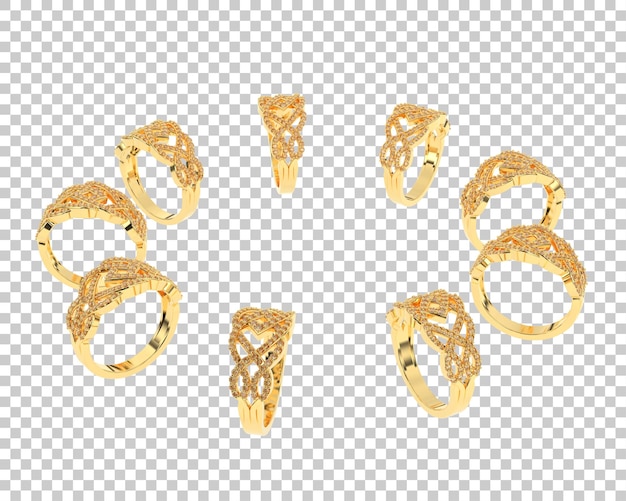 Ilustración de renderización 3D de joyas aisladas en el fondo