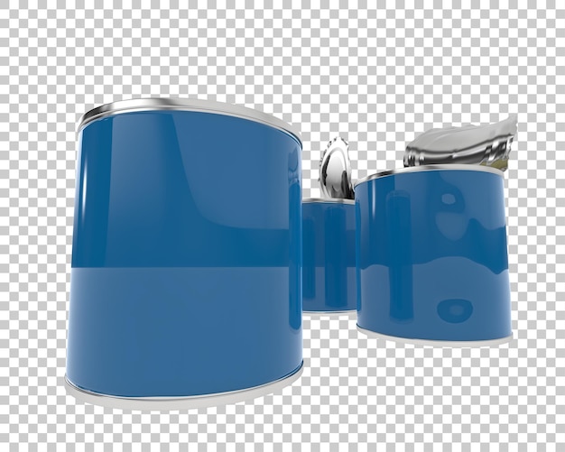 Ilustración de renderización 3D de latas abiertas aisladas sobre un fondo transparente