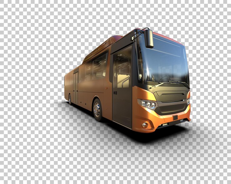 PSD ilustración de renderización 3d realista del autobús aislado en el fondo