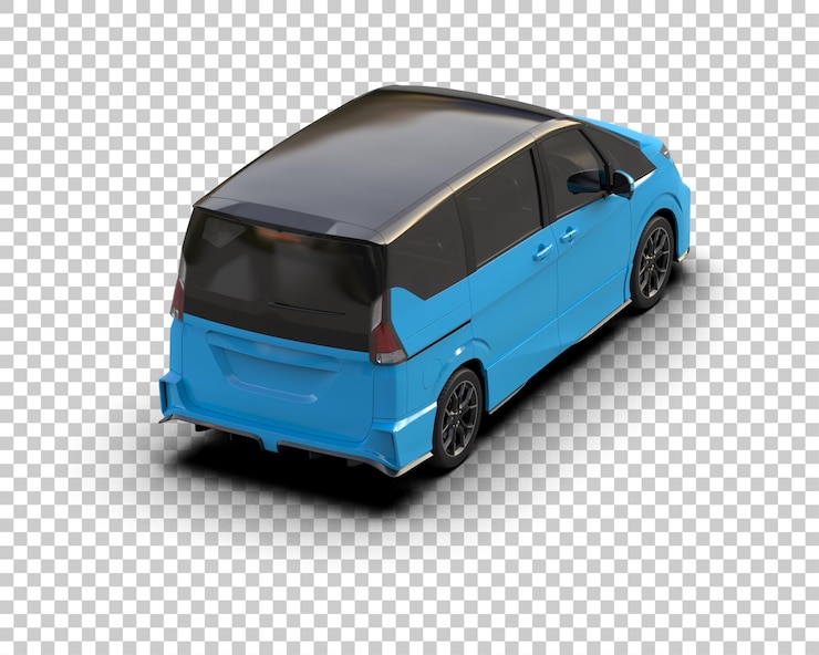 PSD ilustración de renderización 3d realista de un coche moderno aislado en el fondo