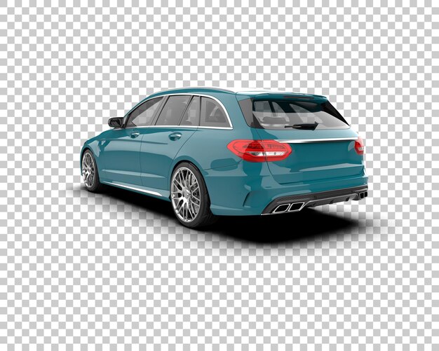 Ilustración de renderización 3D realista de un coche moderno aislado en el fondo