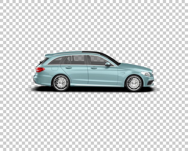 Ilustración de renderización 3D realista de un coche moderno aislado en el fondo