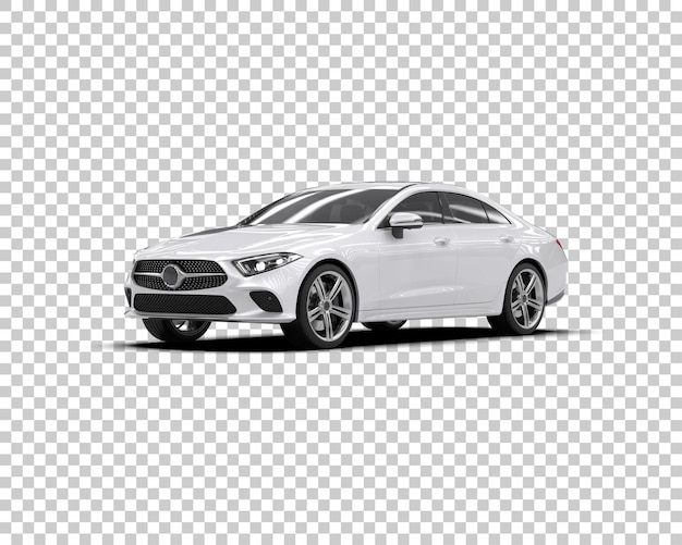 Ilustración de renderización 3D realista de un coche moderno aislado en el fondo