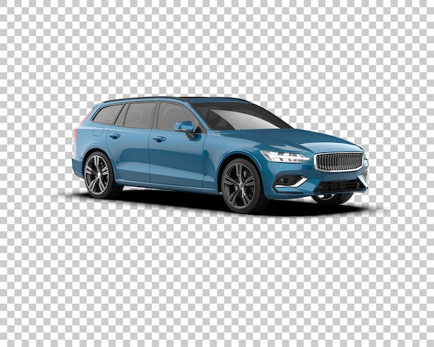 Ilustración de renderización 3D realista de un coche moderno aislado en el fondo