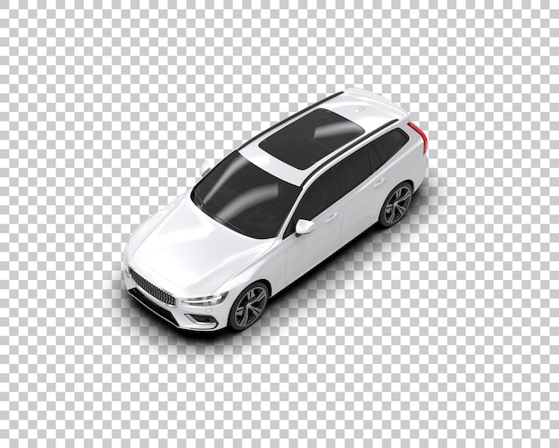 Ilustración de renderización 3D realista de un coche moderno aislado en el fondo