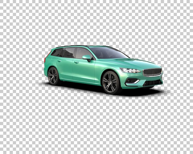 Ilustración de renderización 3D realista de un coche moderno aislado en el fondo