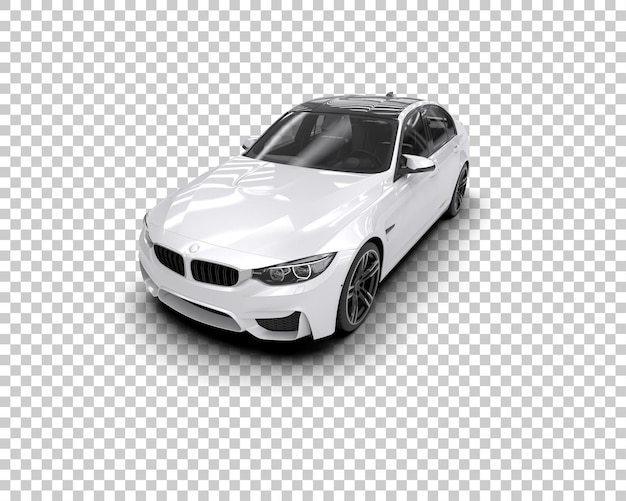 Ilustración de renderización 3D realista de un coche moderno aislado en el fondo