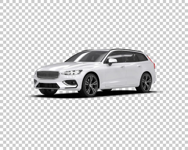 Ilustración de renderización 3D realista de un coche moderno aislado en el fondo