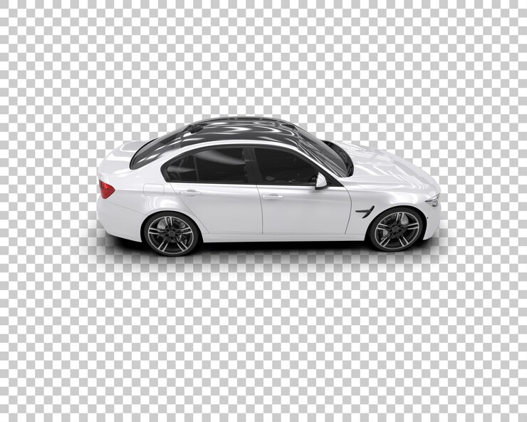PSD ilustración de renderización 3d realista de un coche moderno aislado en el fondo