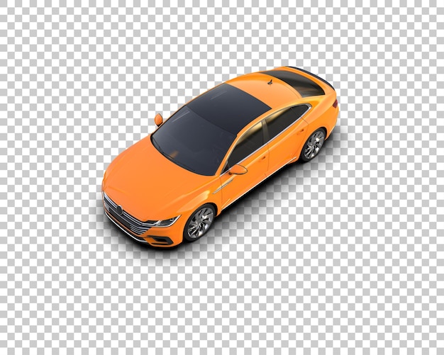 Ilustración de renderización 3D realista de un coche moderno aislado en el fondo