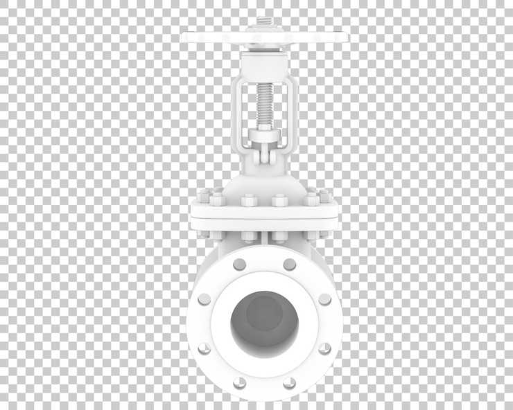 PSD ilustración de renderización 3d de la válvula de puerta aislada en un fondo transparente