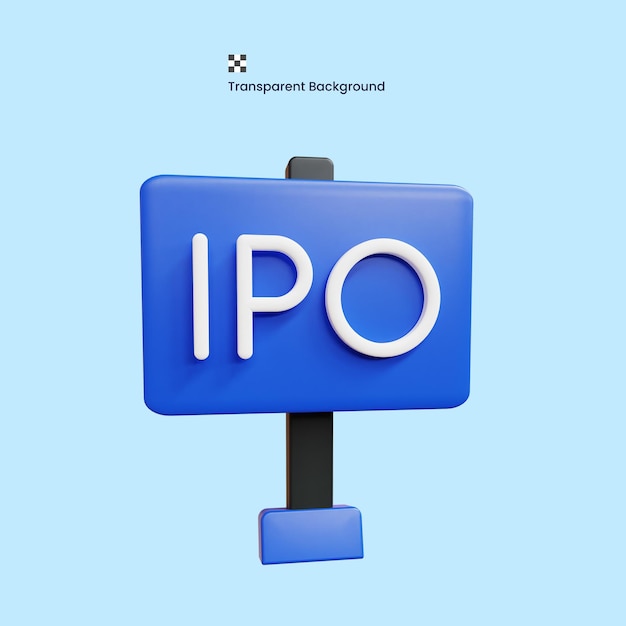 Ilustración de renderización de alta calidad del mercado de valores de IPO en 3D