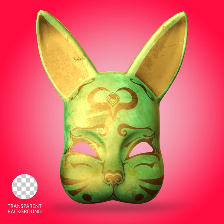 PSD ilustración renderizada en 3d aislada del conejo de la máscara