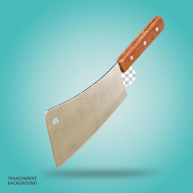 Ilustración renderizada en 3d aislada del cuchillo de cocina cleaver