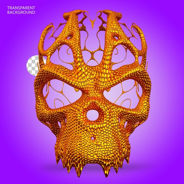 Ilustración renderizada en 3D aislada de la máscara del cráneo