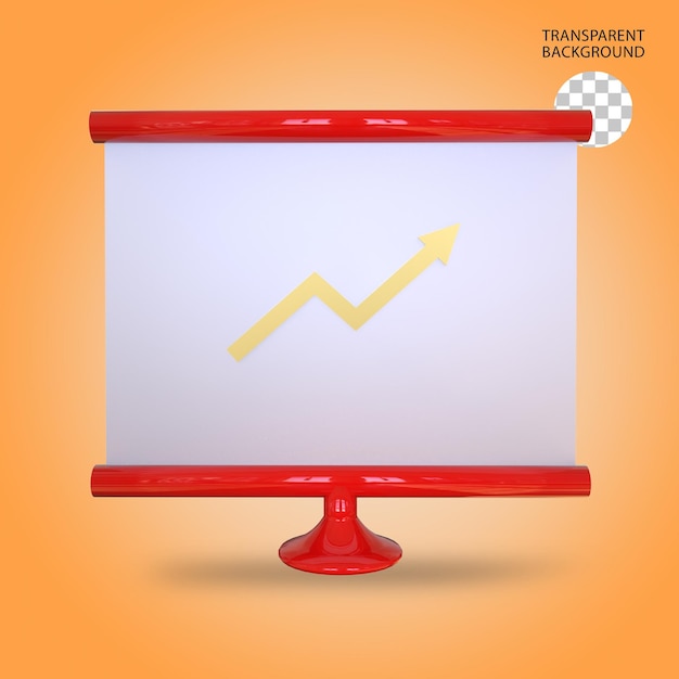 Ilustración renderizada en 3D aislada de la pantalla del gráfico de stock
