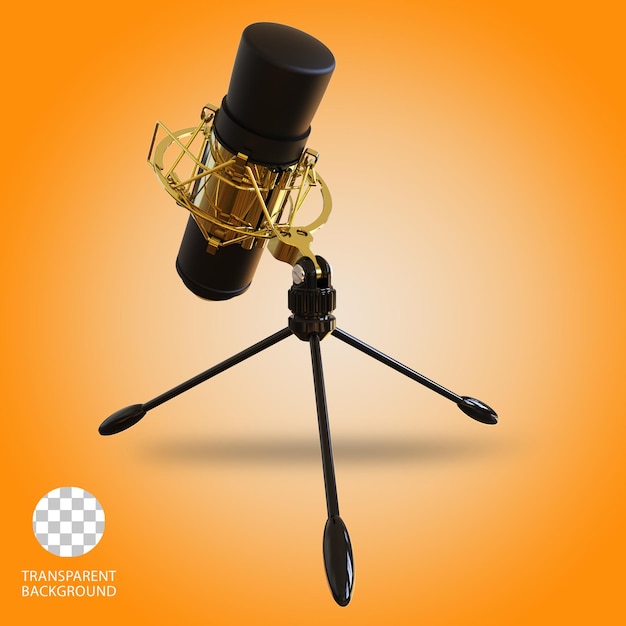 Ilustración renderizada en 3D aislada del podcast del micrófono