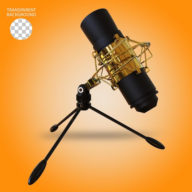 Ilustración renderizada en 3D aislada del podcast del micrófono