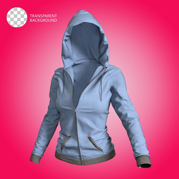 PSD ilustración renderizada en 3d aislada de tela de moda para mujeres con capucha