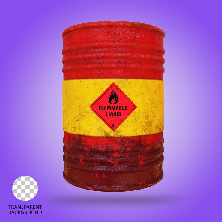 PSD ilustración renderizada en 3d de un barril de petróleo inflamable aislado