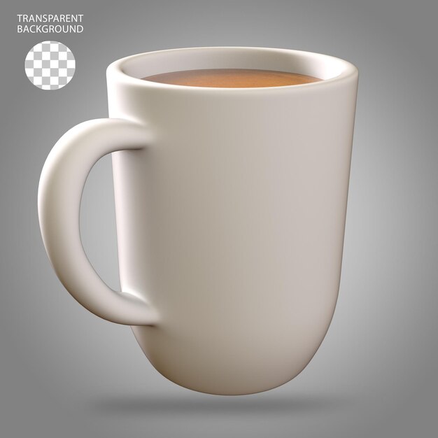 Ilustración renderizada en 3D de tazas de café y té aisladas